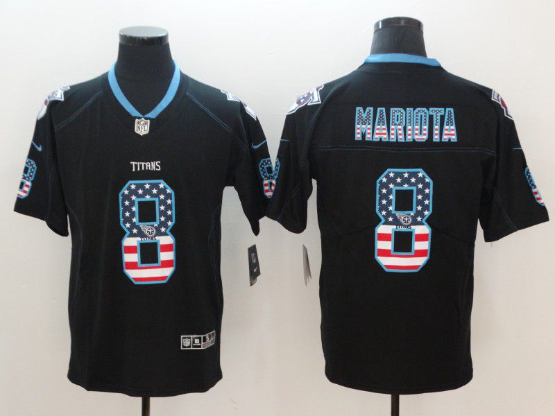 Men Tennessee Titans #8 Mariota Nike USA Flag Fashion Black Color Rush Limited NFL Jerseys